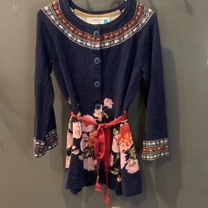 Anthropologie size XS beautiful floral belted cardigan excellent condition